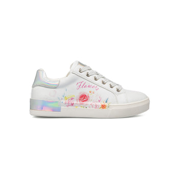 Sneakers da bambina bianche con dettagli laminati e fiori 10 Baci, Scarpe Bambini, SKU k232000277, Immagine 0